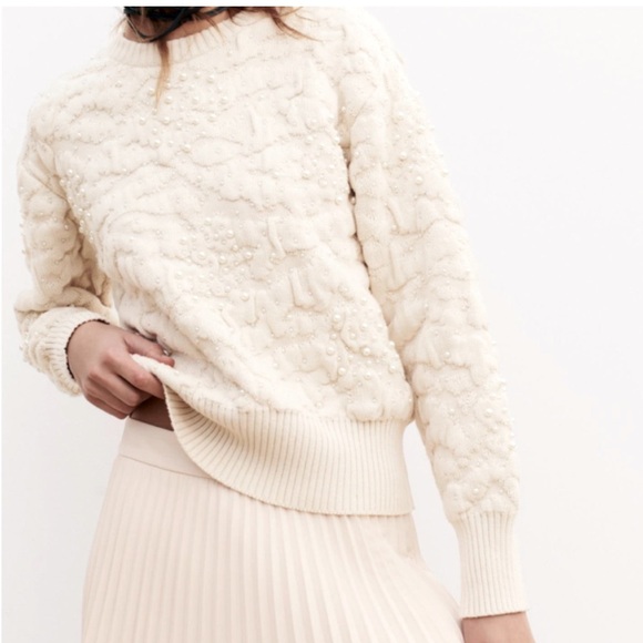 Zara Sweaters - Zara Sweater Size Medium / Pearl Embellished